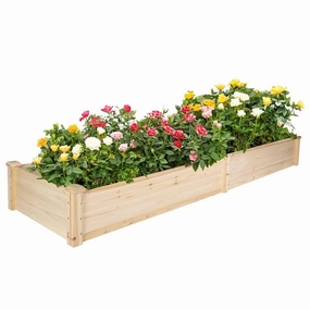 90"x22"x9" Raised Garden Bed Wooden Planter Box with 2 Separate Planting Space small herb garden planters for beginners