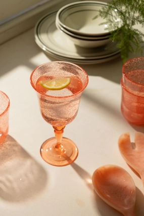 Acrylic Coral Pink Picnic Wine Glassoutdoor garden decorative ornaments