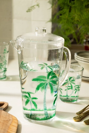 Acrylic Green Palm Tree Picnic Jugoutdoor garden decorative ornaments