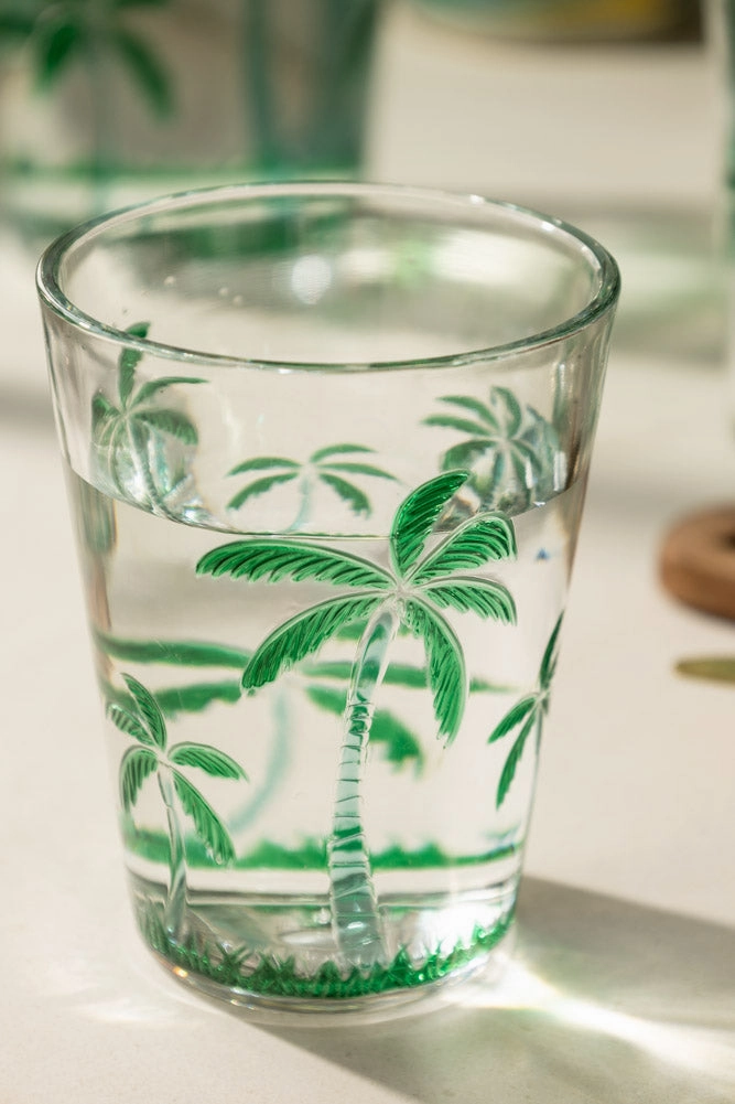 Acrylic Green Palm Tree Picnic Tumbleroutdoor garden decorative ornaments