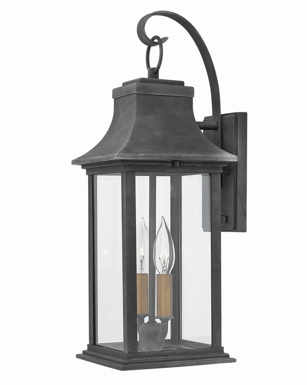 Adair LED Outdoor Lantern Aged ZincOutdoor wall sconces with motion sensor