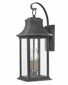 Adair LED Outdoor Lantern Aged ZincOutdoor wall sconces with motion sensor
