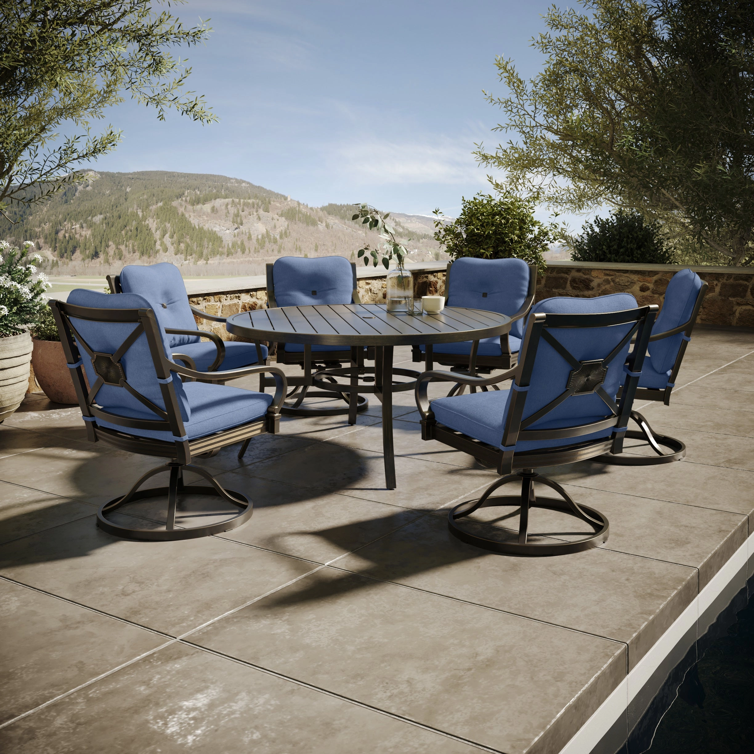 Agio 60" Round Slat Top Dining Table