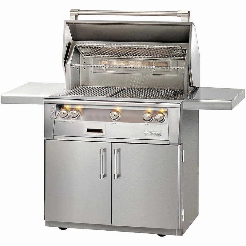 Alfresco ALXE 36-Inch Freestanding Gas Grill With Sear Zone And Rotisserie compact BBQ grill for small spaces