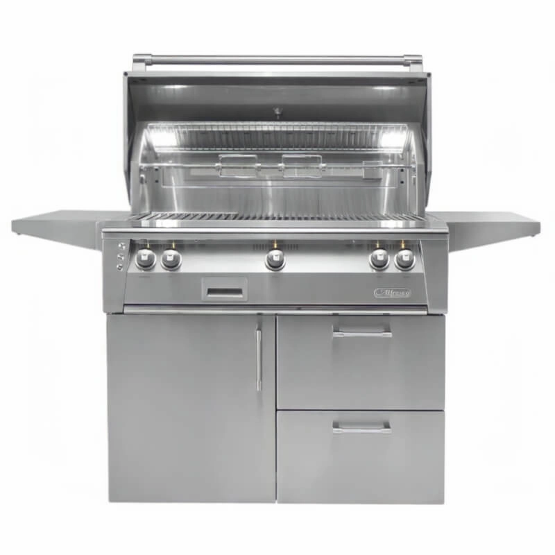 Alfresco ALXE 42-Inch Gas Grill on Deluxe Cart With Rotisserie