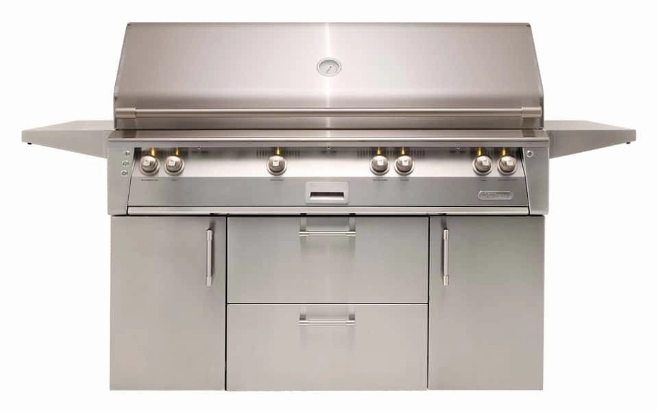 Alfresco ALXE 56-Inch Freestanding Gas All Grill With Sear Zone And Rotisserie ALXE-56BFGC compact BBQ grill for small spaces