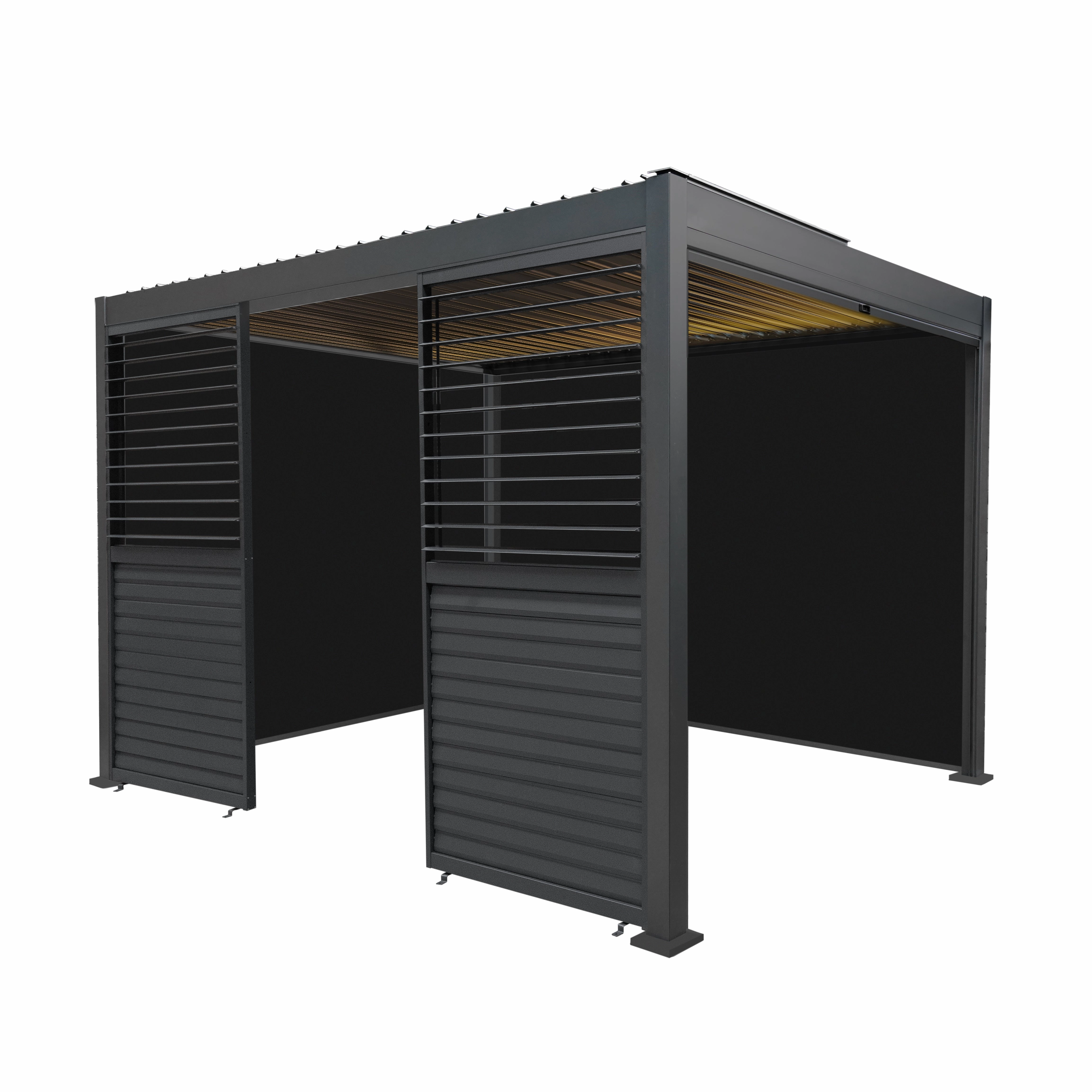 Aluminium Pergola With Anthracite Blinds, 2 x Side Panels & LED Lights - 3m x 3moutdoor patio furniture set