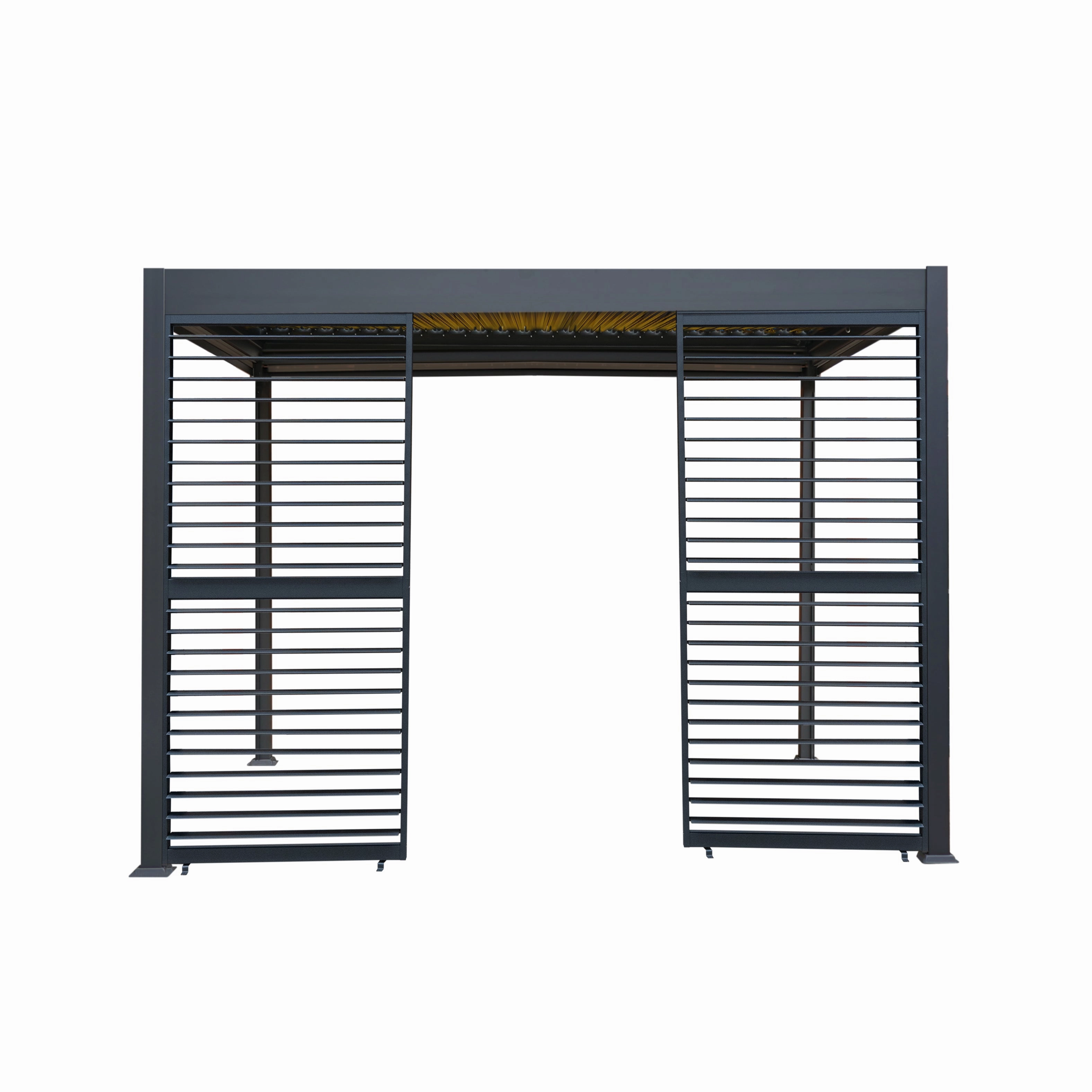 Aluminium Pergola With Anthracite Blinds, 2 x Side Panels & LED Lights - 3m x 3m