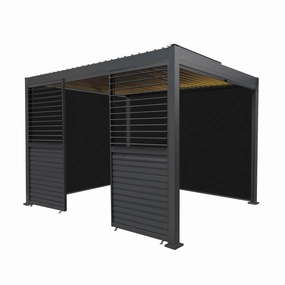 Aluminium Pergola With Anthracite Blinds, 2 x Side Panels & LED Lights - 3m x 3moutdoor patio furniture set