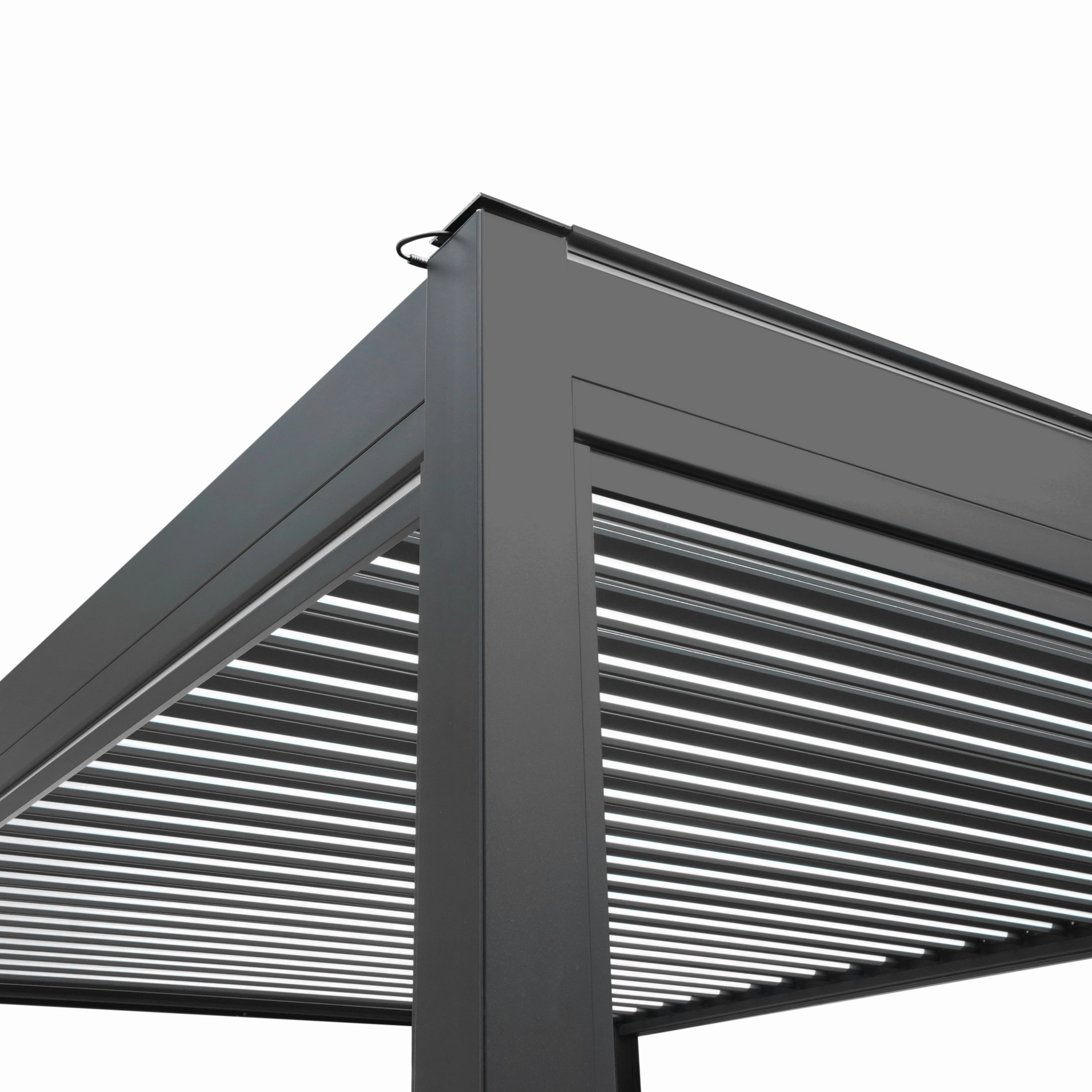 Aluminium Pergola With Anthracite Blinds, 2 x Side Panels & LED Lights - 3m x 3m