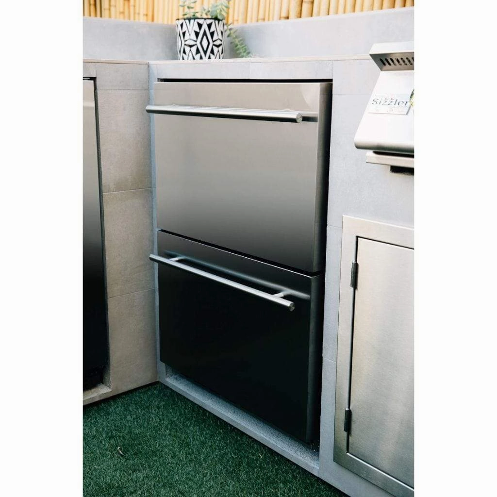 American Made Grills AMG 24" 5.3c Deluxe Outdoor Rated 2-Drawer Refrigerator SSRFR-24DR2