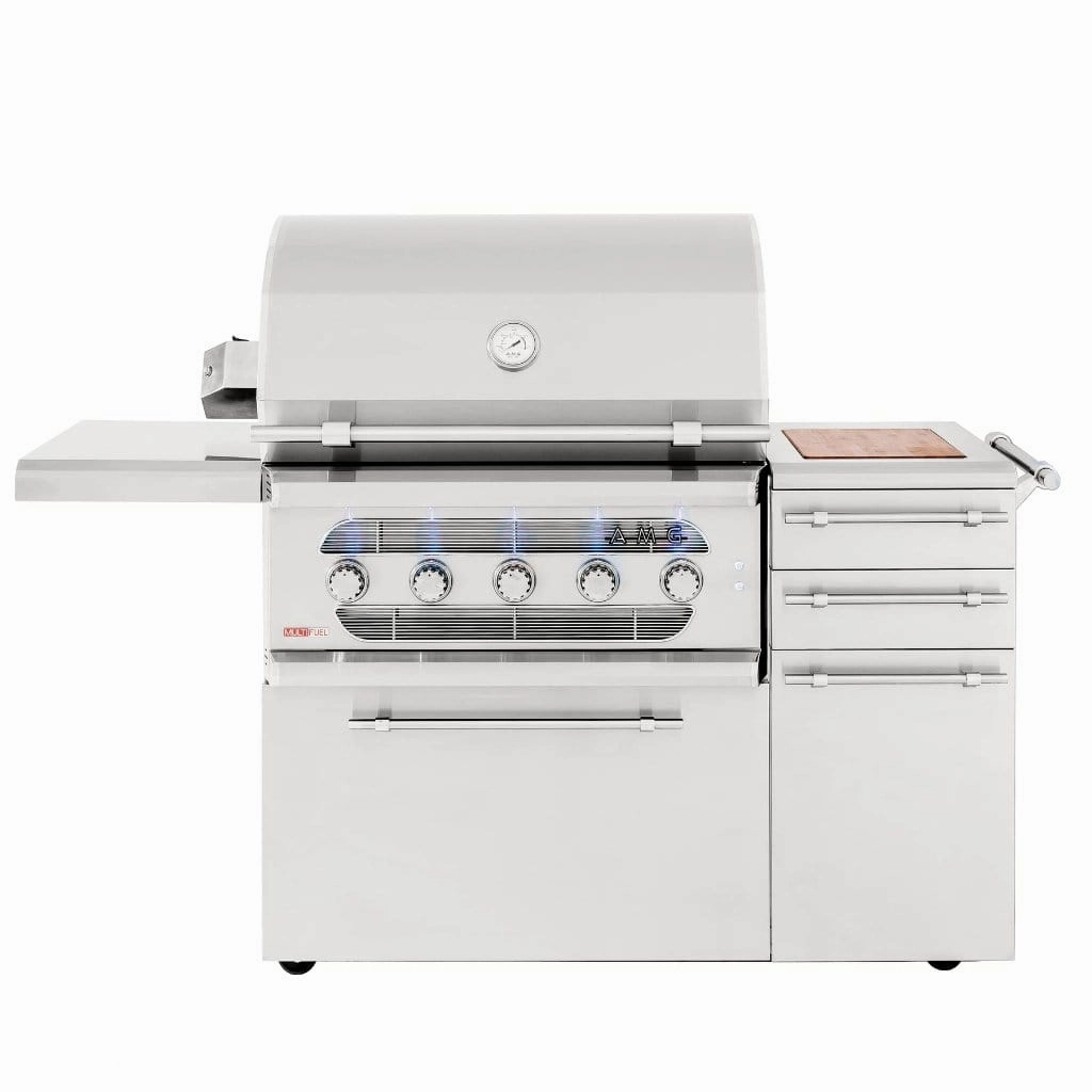 American Made Grills AMG Muscle 36" Hybrid Freestanding Gas Grill MUSFS36 professional outdoor BBQ grill set