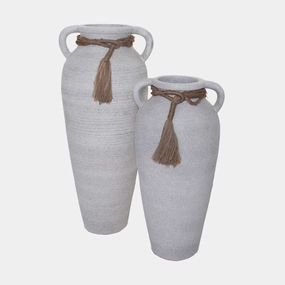 Amphora - Set of 2 Sand Textured Urn Potsoutdoor garden decorative ornaments