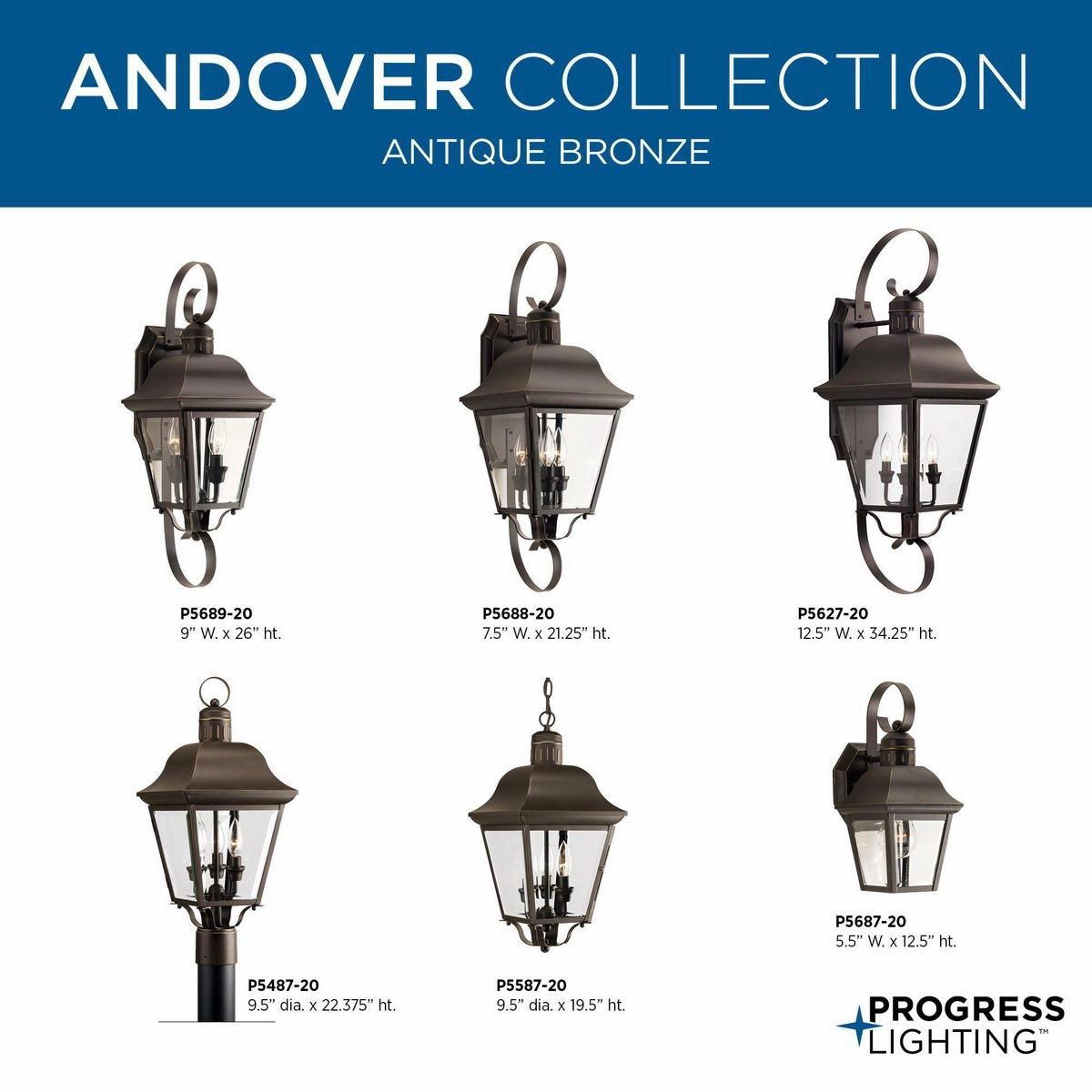 Andover One Light Wall Lantern Antique Bronze