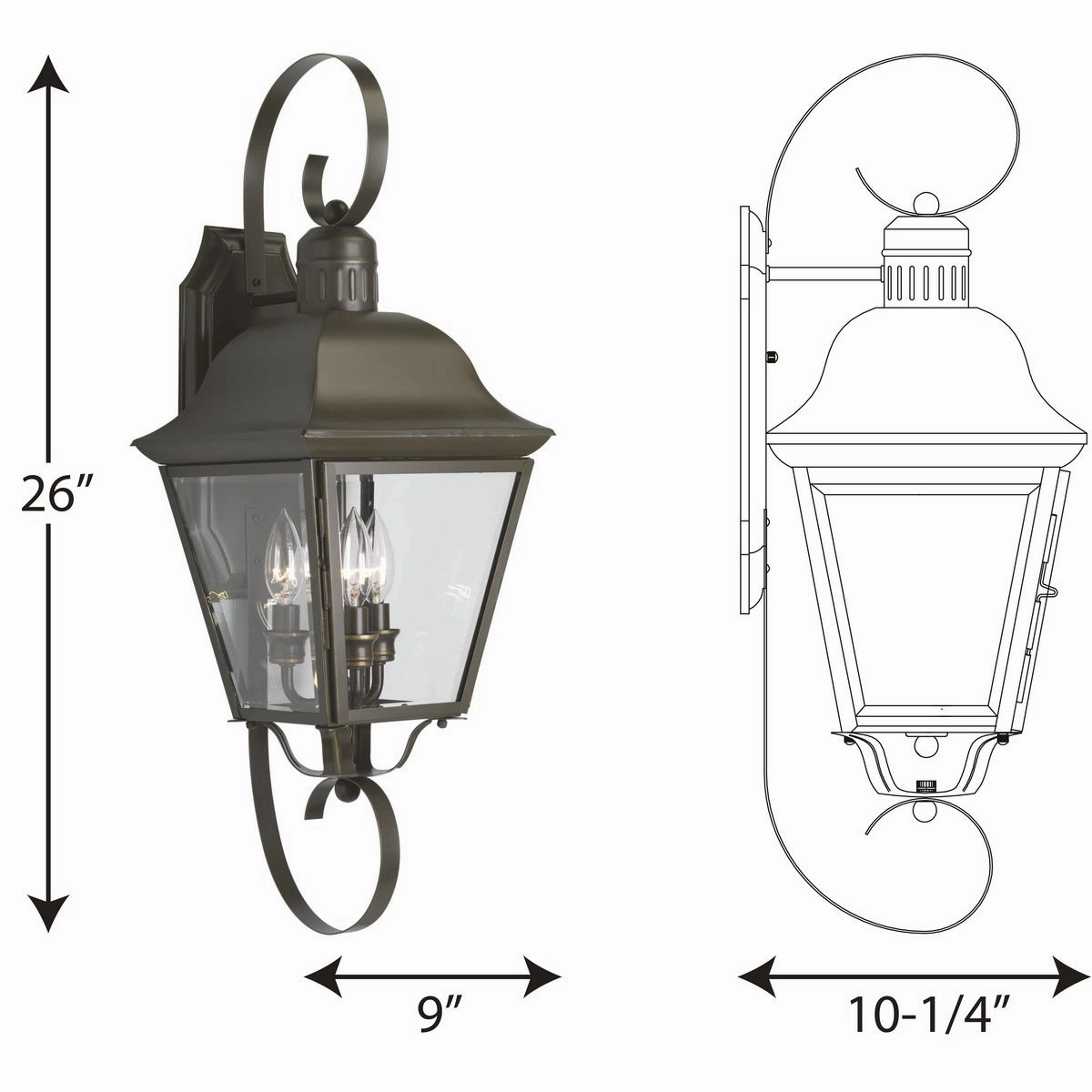Andover Three Light Large Wall Lantern Antique Bronze