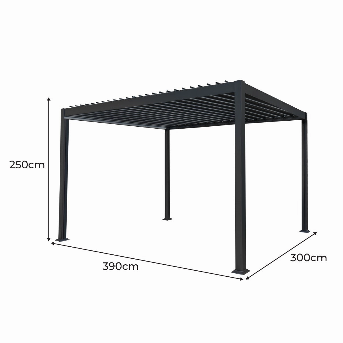 Anthracite Aluminium Pergola - 3m x 4m