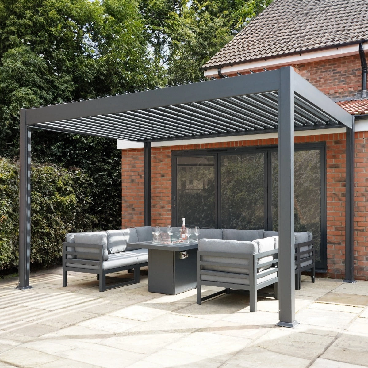 Anthracite Aluminium Pergola - 3m x 4m