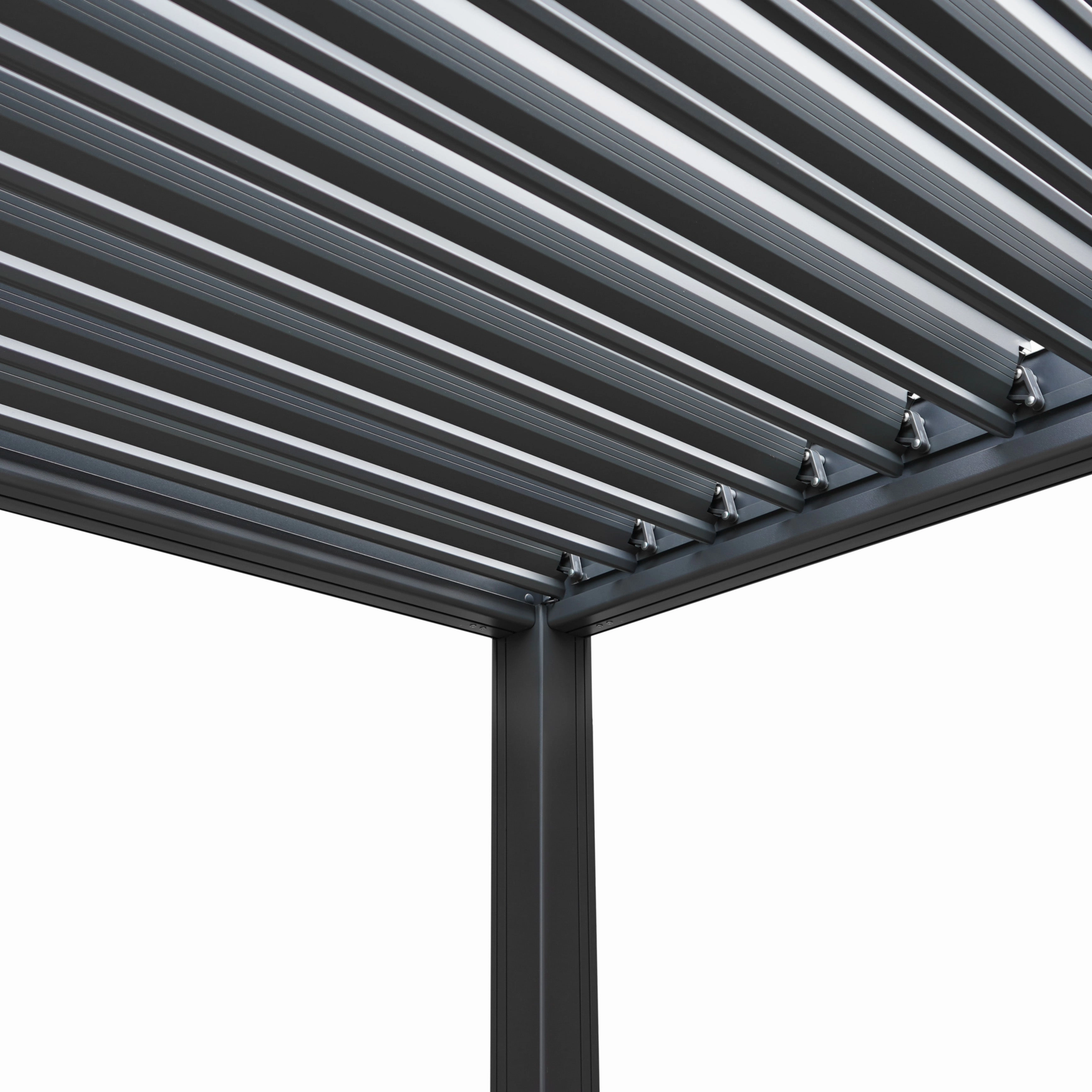 Anthracite Aluminium Pergola With 2 x Shutter Panels - 3m x 3m