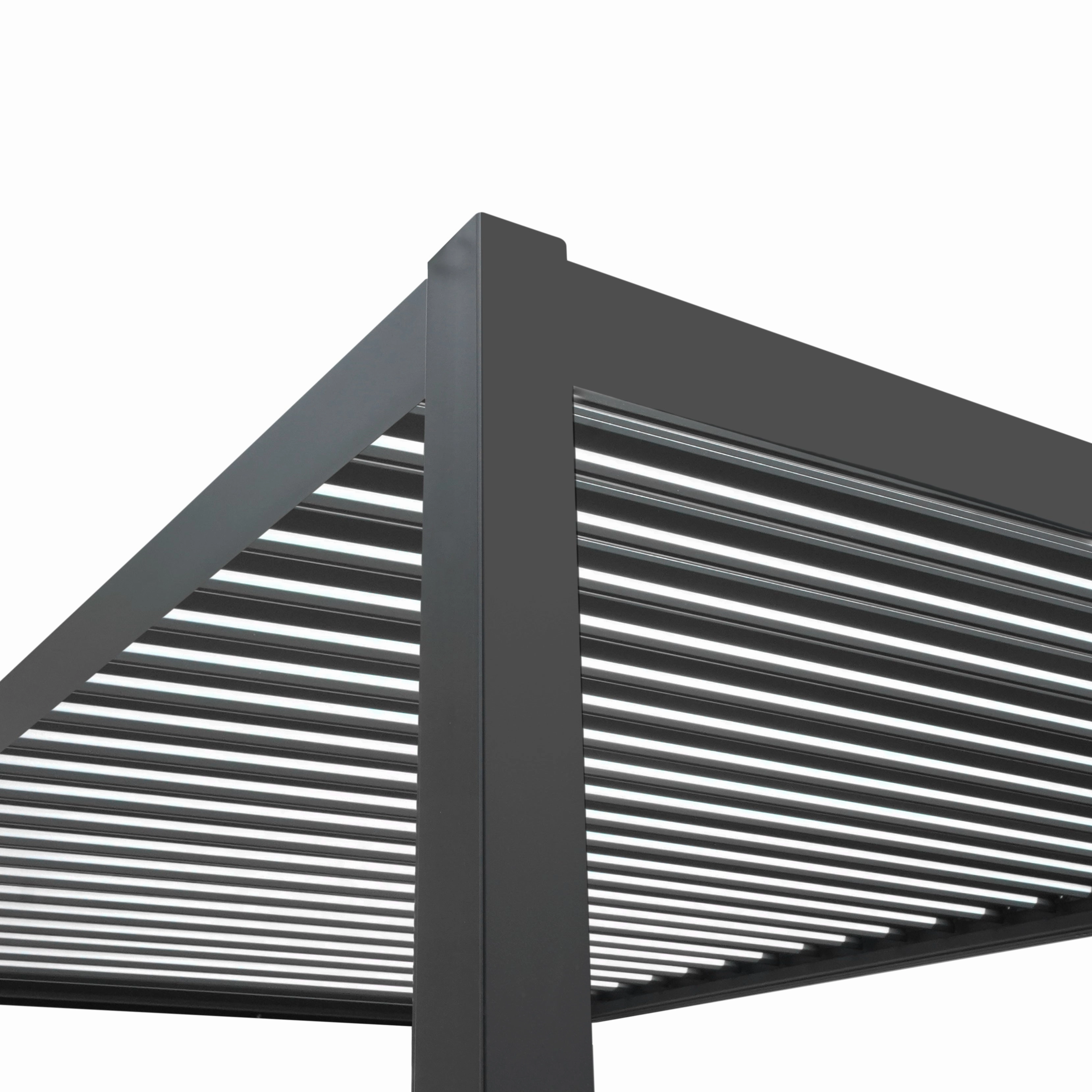 Anthracite Aluminium Pergola With 2 x Shutter Panels - 3m x 3m