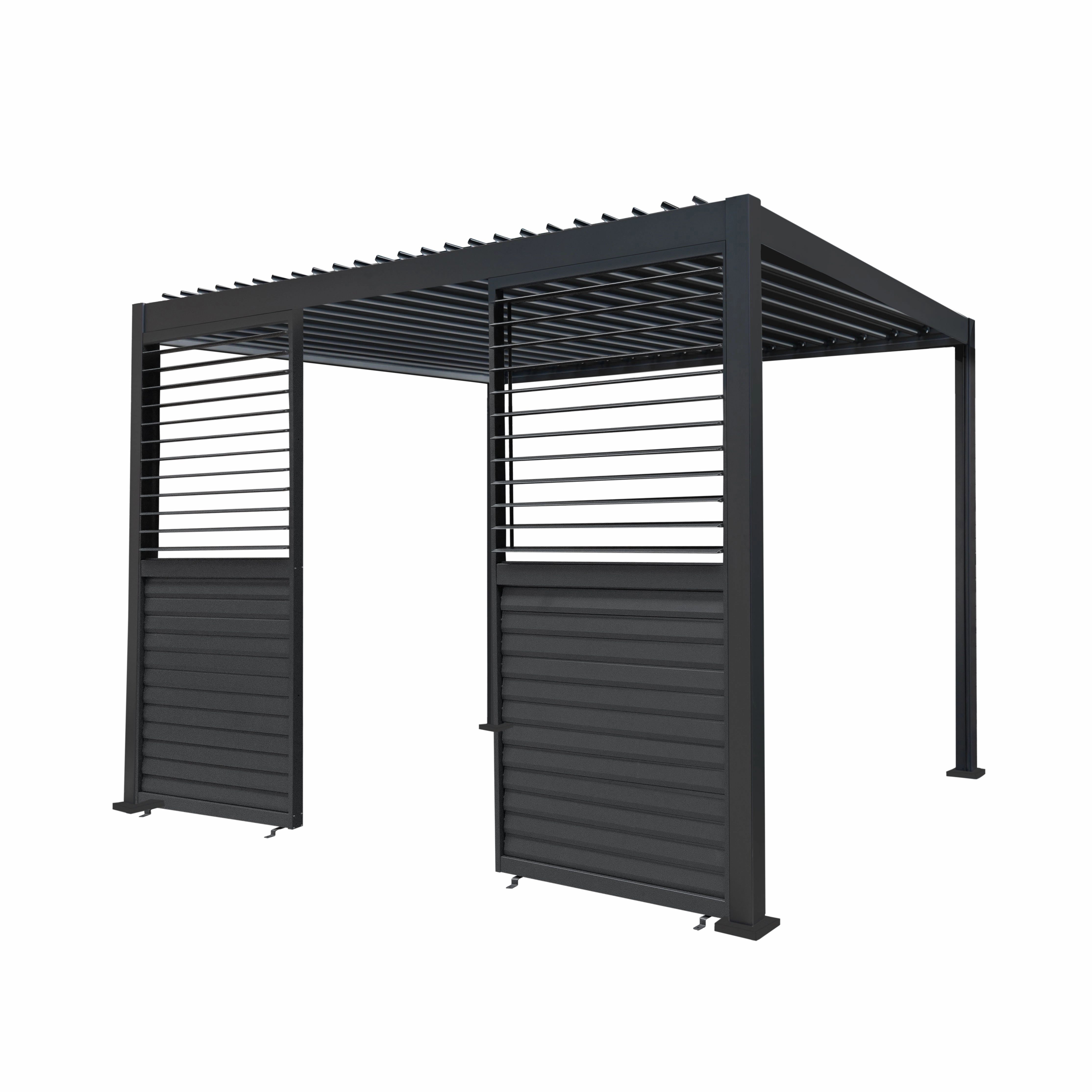 Anthracite Aluminium Pergola With 2 x Shutter Panels - 3m x 3moutdoor patio furniture set