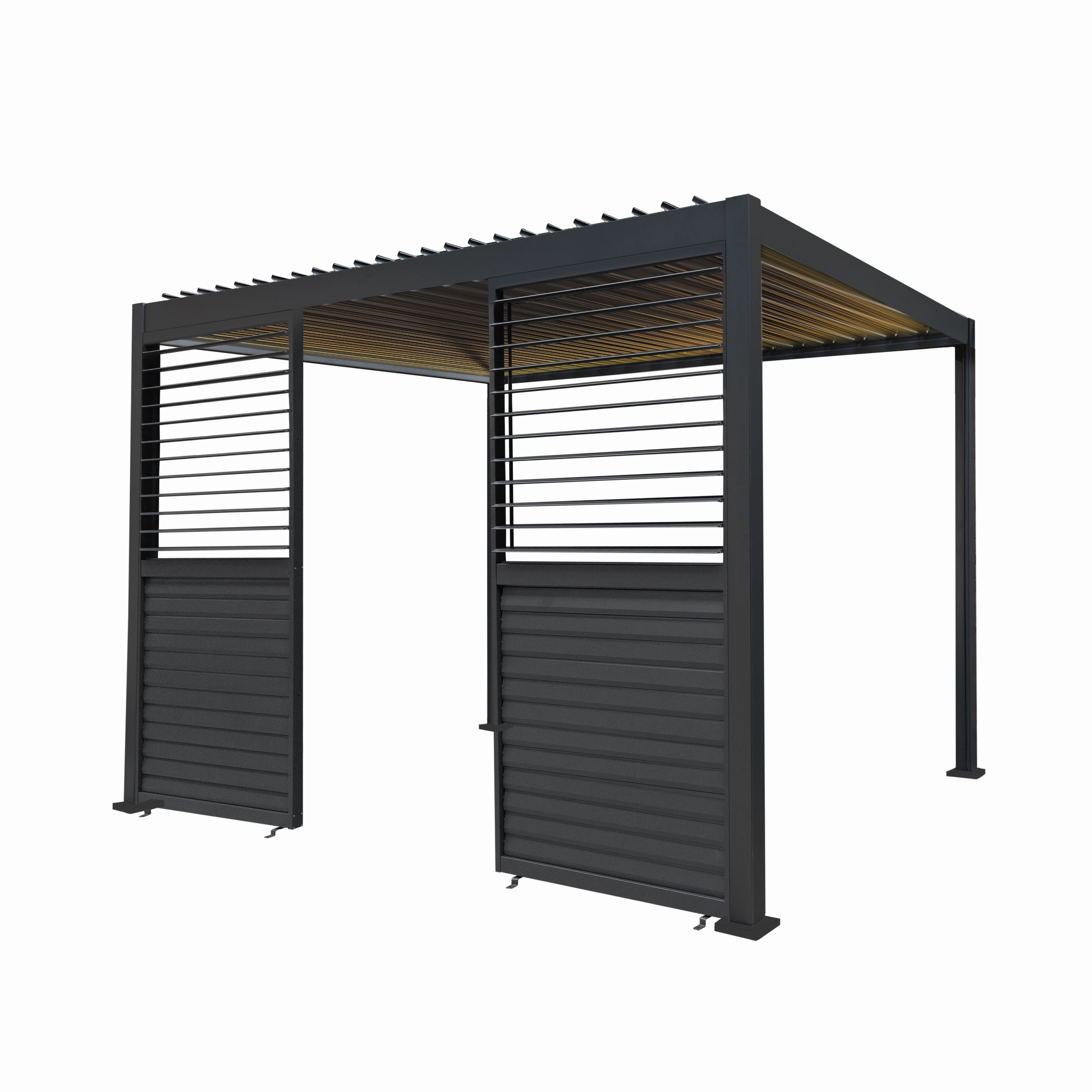 Anthracite Aluminium Pergola With LED Lights & 2 x Shutter Panels - 3m x 3moutdoor patio furniture set