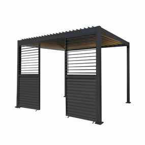 Anthracite Aluminium Pergola With LED Lights & 2 x Shutter Panels - 3m x 3moutdoor patio furniture set