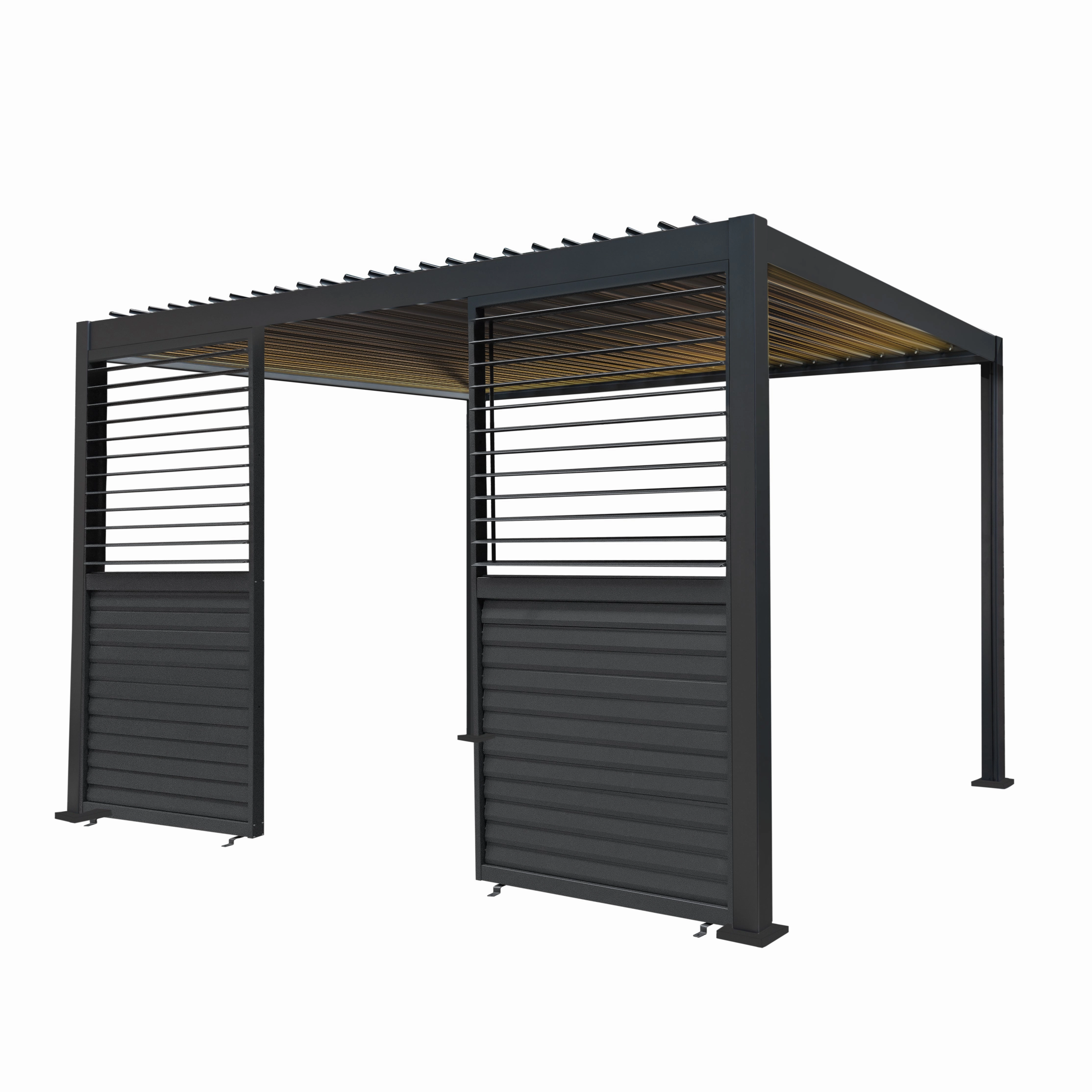 Anthracite Aluminium Pergola With LED Lights & 2 x Shutter Panels - 3m x 4moutdoor patio furniture set
