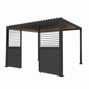 Anthracite Aluminium Pergola With LED Lights & 2 x Shutter Panels - 3m x 4moutdoor patio furniture set