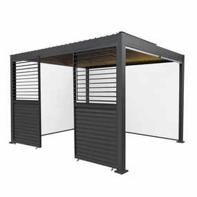 Anthracite Aluminium Pergola With White Blinds, 2 x Side Panels & LED Lights - 3m x 4moutdoor patio furniture set