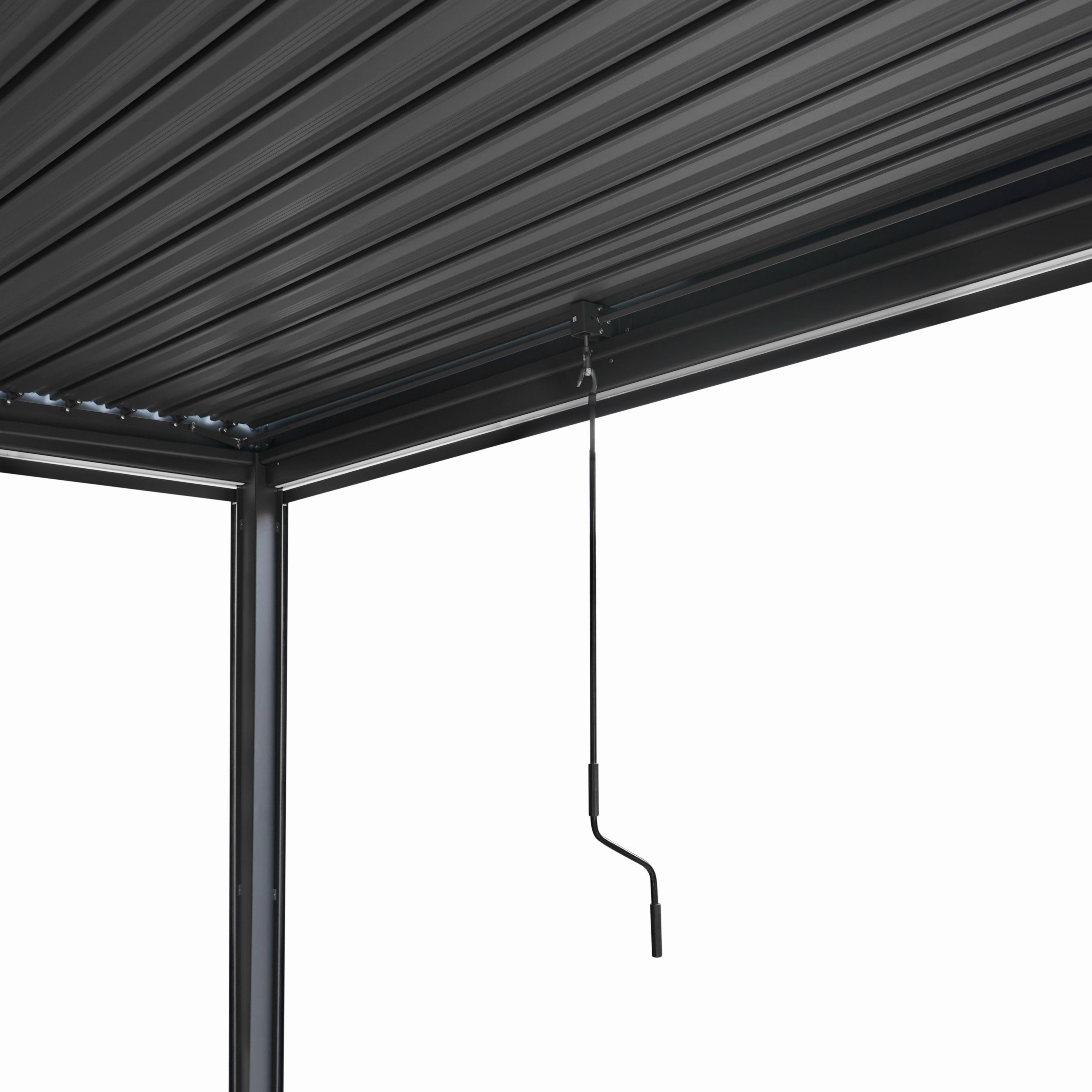 Anthracite Aluminium Pergola With White Blinds, 2 x Side Panels & LED Lights - 3m x 4m