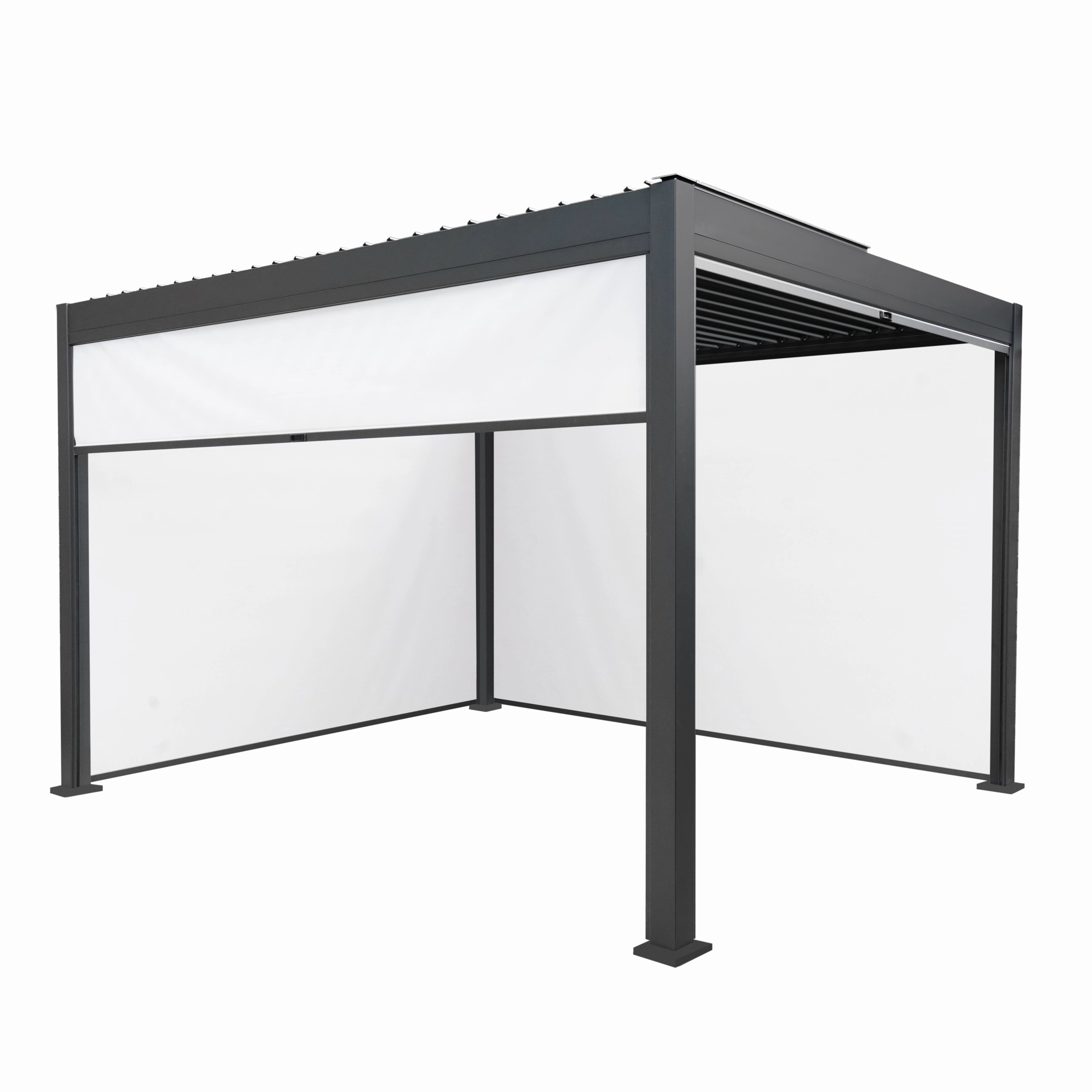 Anthracite Aluminium Pergola With White Blinds - 3m x 4moutdoor patio furniture set