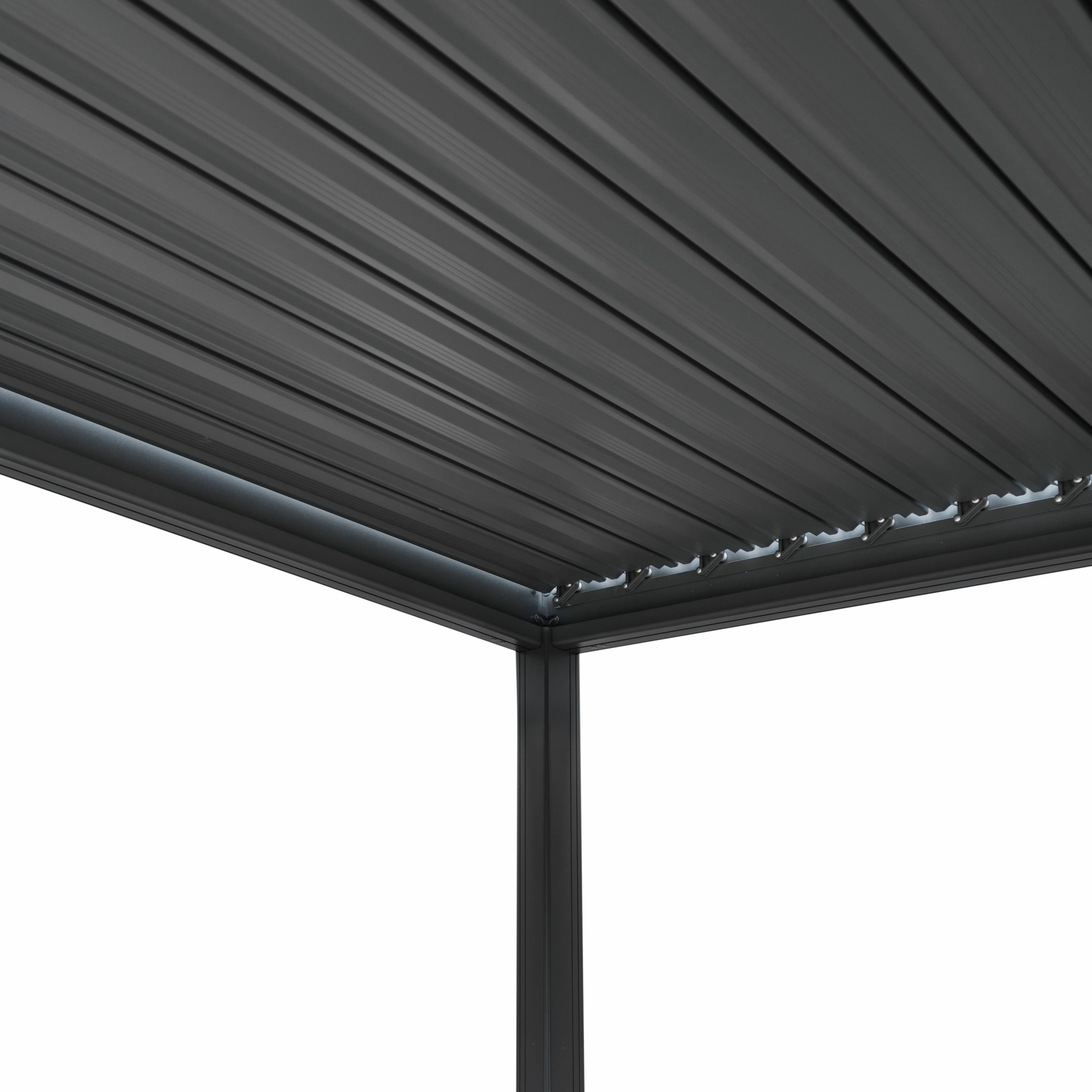 Anthracite Aluminium Pergola With White Blinds - 3m x 4m