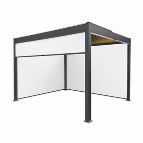 Anthracite Aluminium Pergola With White Blinds & LED Lights - 3m x 3moutdoor patio furniture set