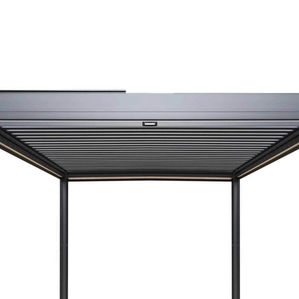 Anthracite Aluminium Pergola With White Blinds & LED Lights - 3m x 3m