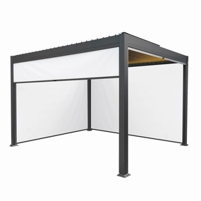 Anthracite Aluminium Pergola With White Blinds & LED Lights - 3m x 4moutdoor patio furniture set