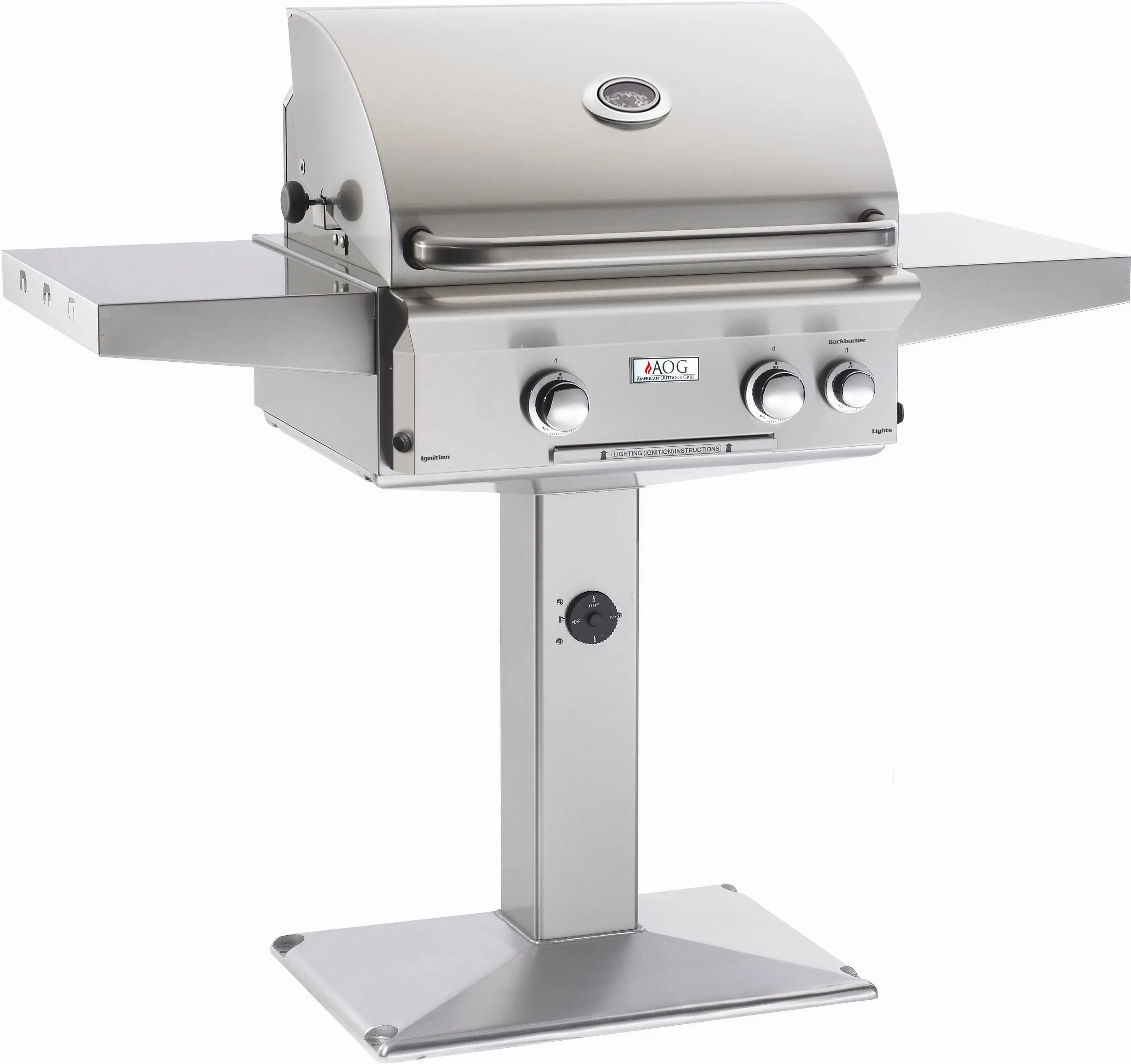 AOG American Outdoor Grill L Series 24" Post Mount with Base Grill 24NPL compact BBQ grill for small spaces