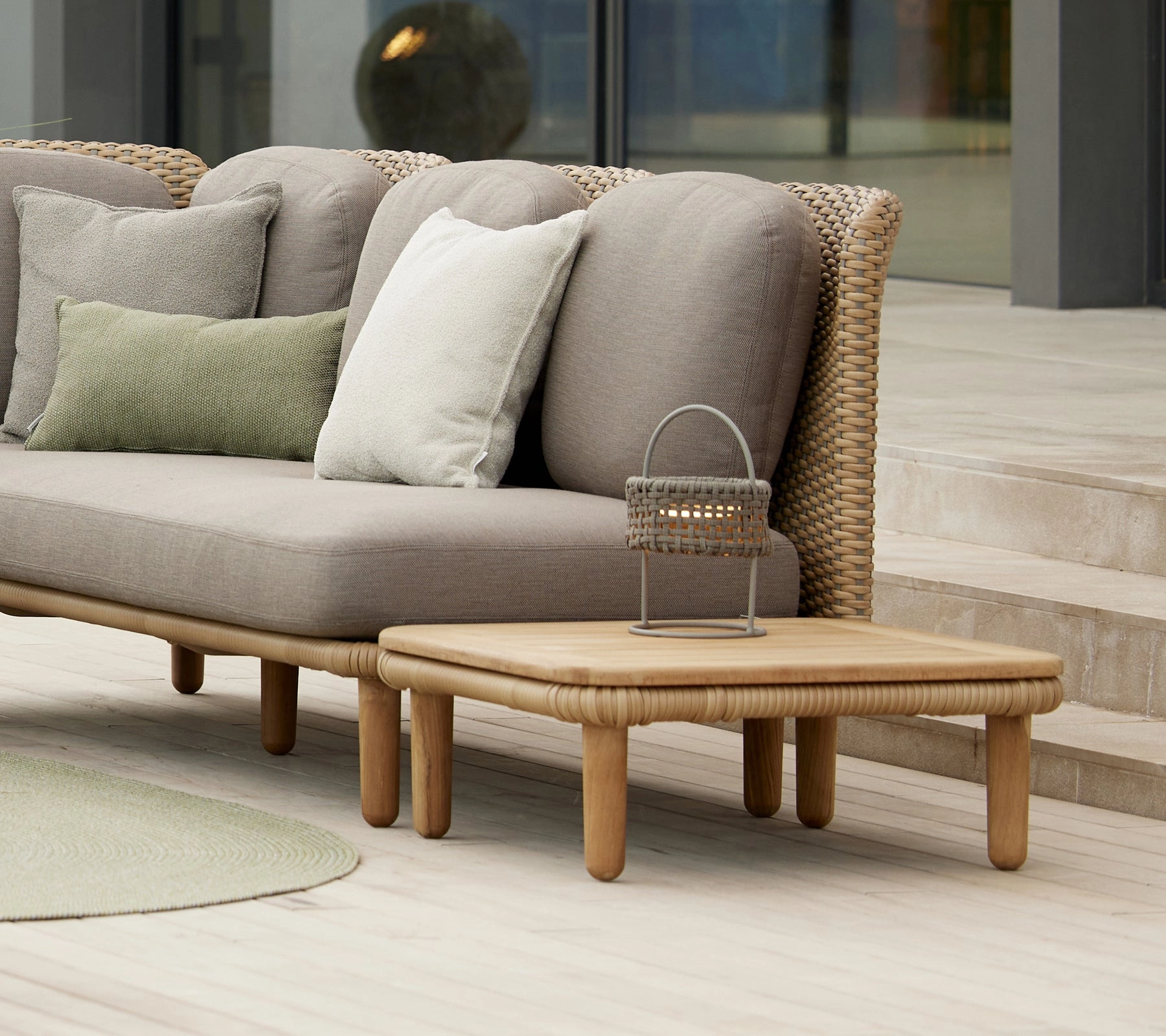 Arch coffee table w/ teak table top