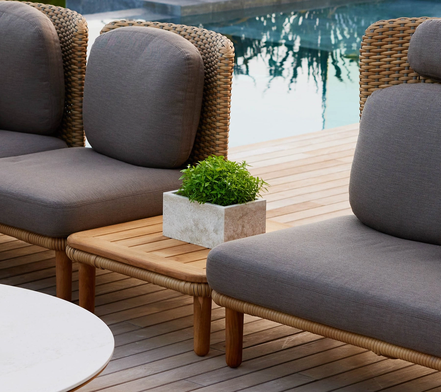 Arch coffee table w/ teak table top