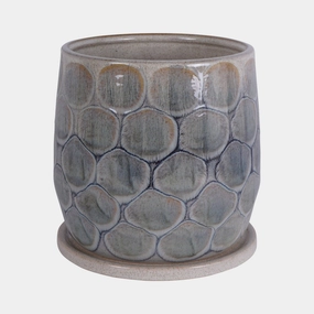 Armadillo - Large Azure Ceramic Planter with Baseoutdoor garden decorative ornaments