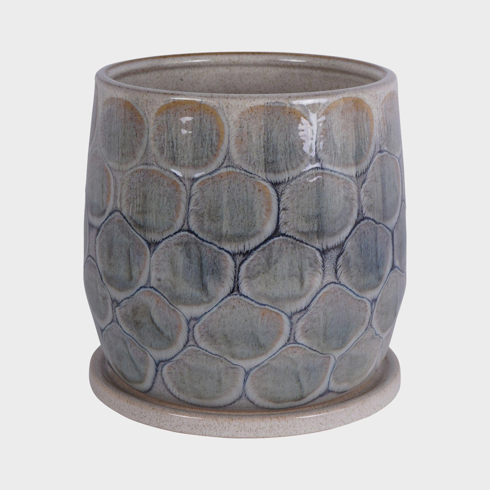 Armadillo - Large Azure Ceramic Planter with Baseoutdoor garden decorative ornaments