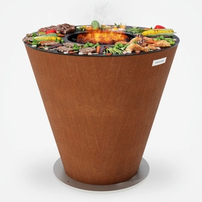 Arteflame 40 inch Corten Steel Charcoal Grill One40PARK stainless steel BBQ grill with side table