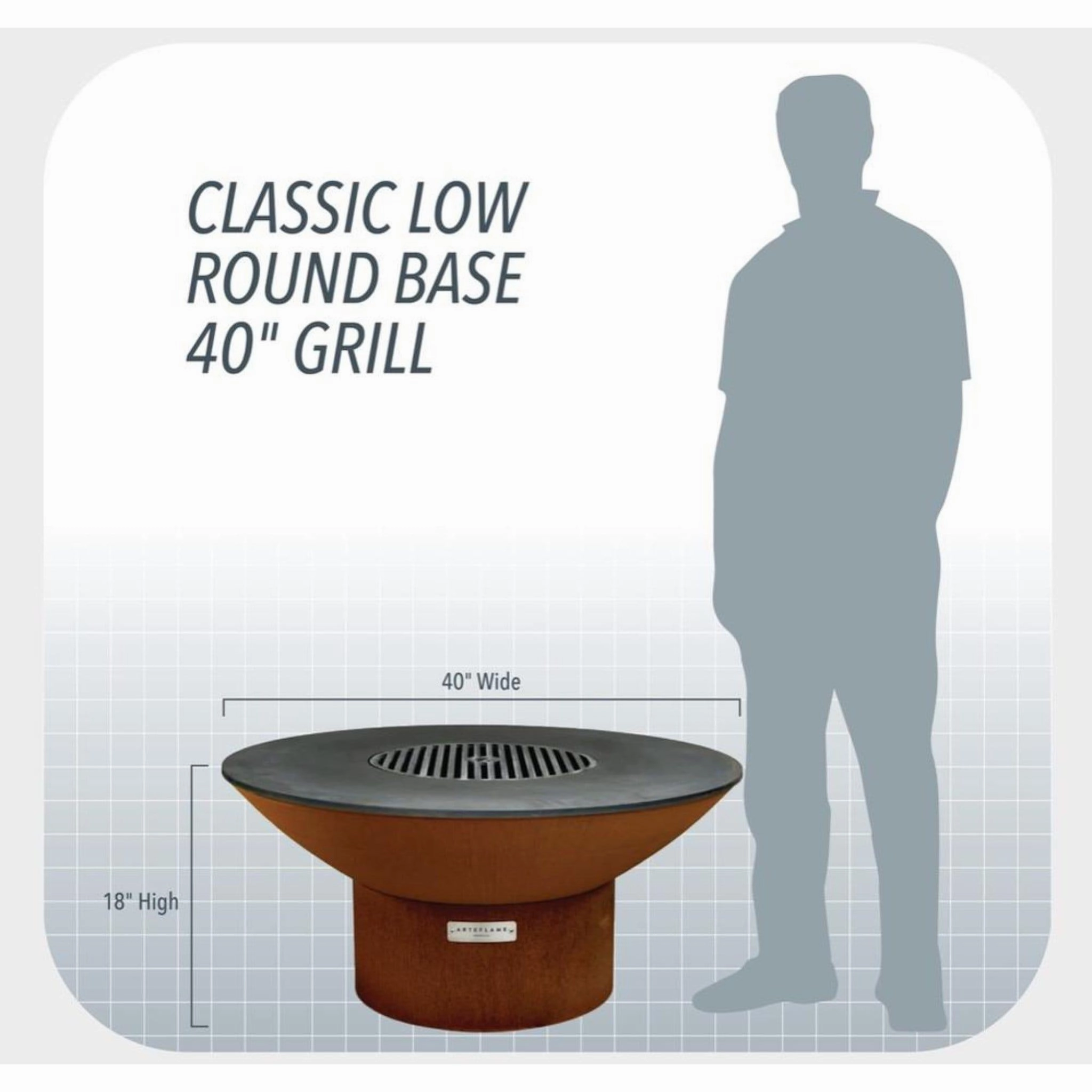 Arteflame 40" Fire Pit Low Round Base