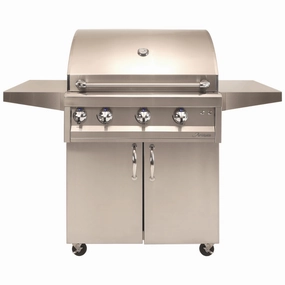 Artisan 32-Inch 3-Burner Professional Freestanding Gas Grill With Rotisserie & Light ARTP-32C-NG/LP stainless steel BBQ grill with side table