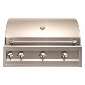 Artisan 36-Inch 3-Burner Built-In Professional Gas Grill With Rotisserie & Light ARTP-36-NG/LP stainless steel BBQ grill with side table