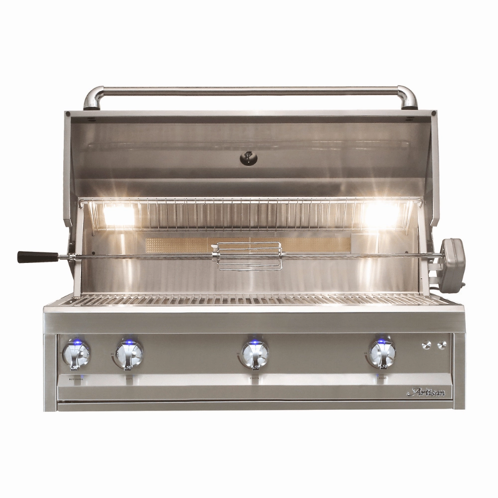 Artisan 42-Inch 3-Burner Built-In Professional Gas Grill With Rotisserie & Light ARTP-42-NG/LP