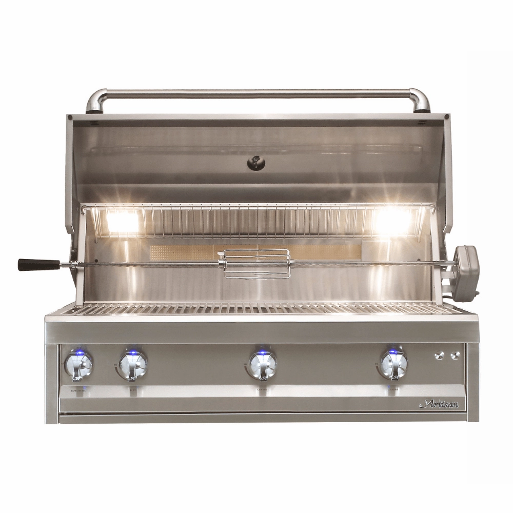 Artisan 42-Inch 3-Burner Built-In Professional Gas Grill With Rotisserie & Light ARTP-42-NG/LP