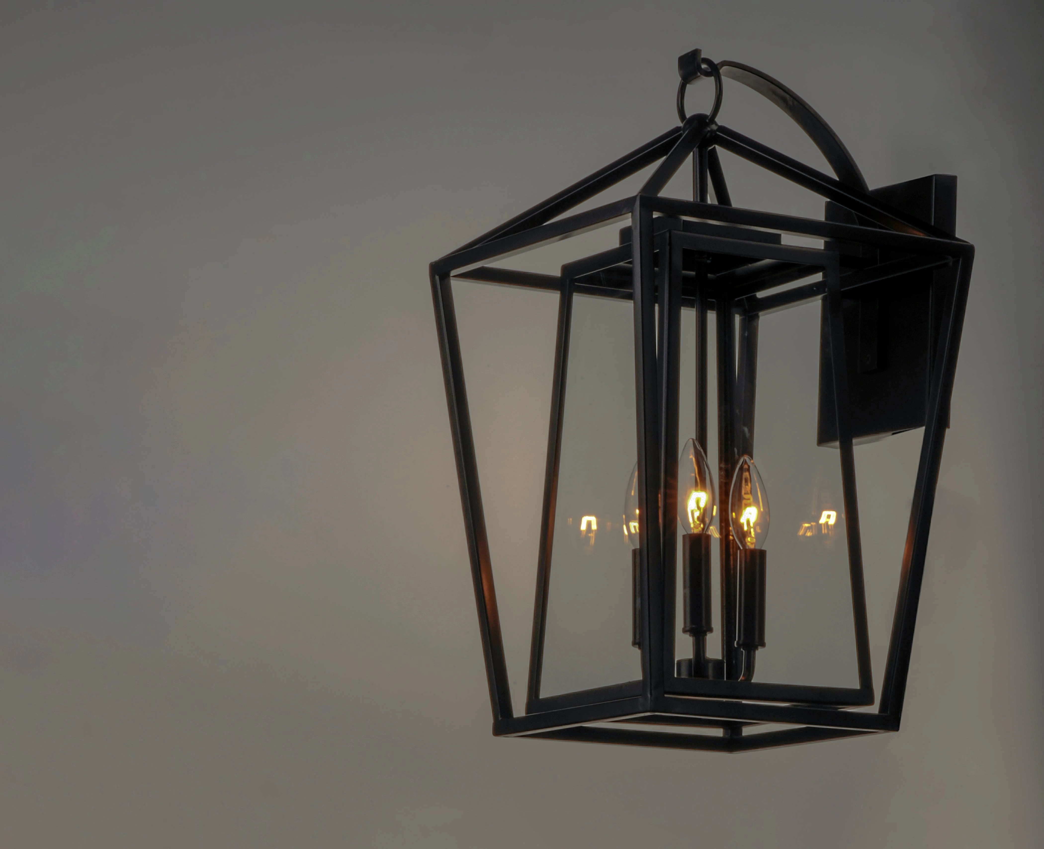 Artisan Three Light Outdoor Wall Lantern Black