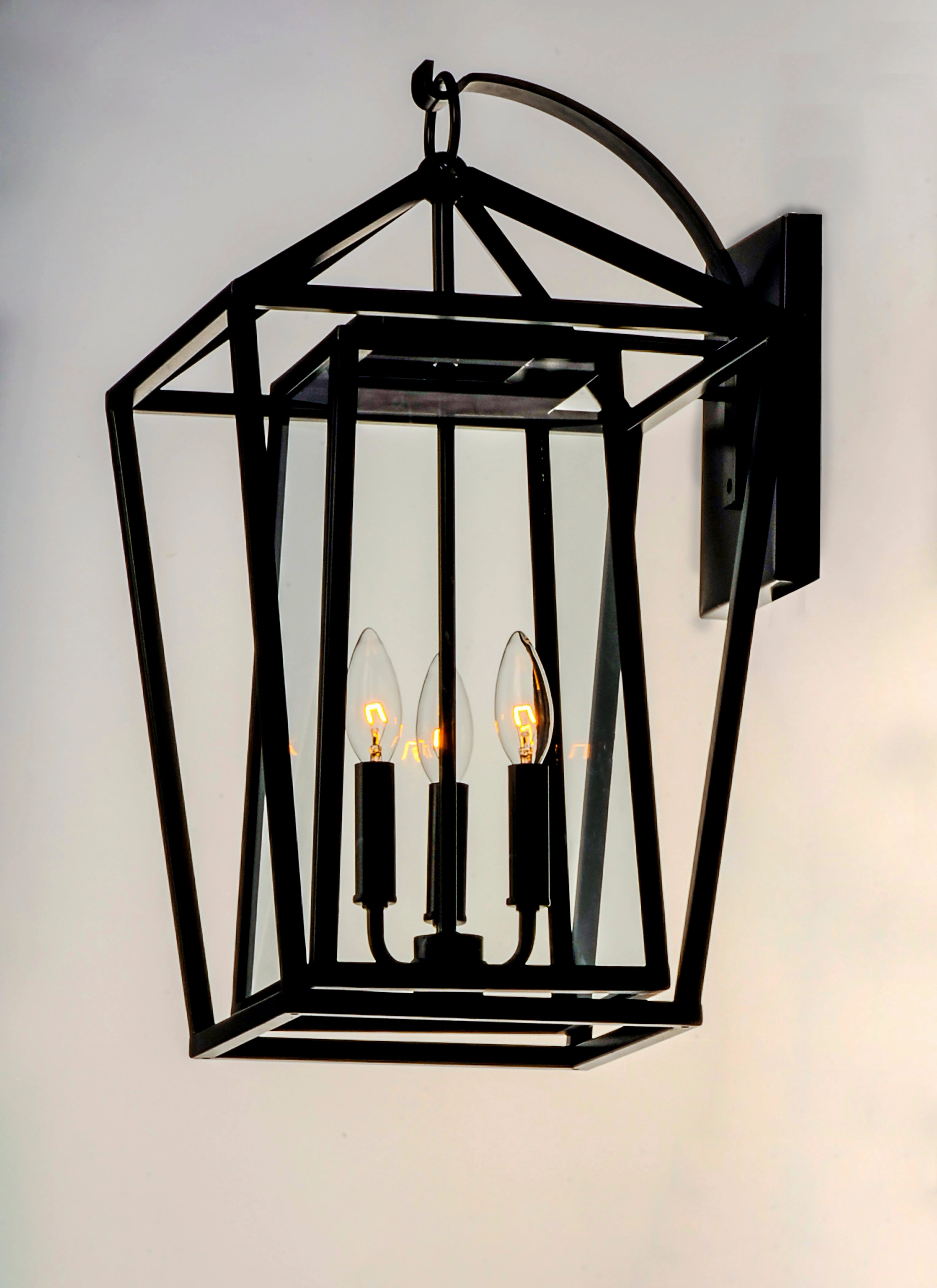 Artisan Three Light Outdoor Wall Lantern Black