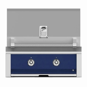 Aspire by Hestan 30-Inch Built-In Grill with Burner and Sear EMB30-NG-DB stainless steel BBQ grill with side table