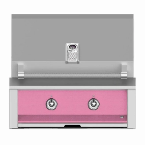 Aspire by Hestan 30-Inch Built-In Grill with Burner and Sear EMB30-NG-PK stainless steel BBQ grill with side table